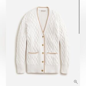 J.Crew Contrast Trim Cable Knit Cardigan Sweater Size M